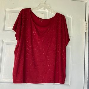 Apt 9 dark red short sleeve blouse. Has studs on front. Size 1x